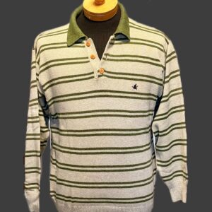 Vintage Brooksfield Striped Knit Polo Sweater