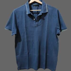 Malefemale Steel Blue Contrast Tipped Cotton Polo Shirt