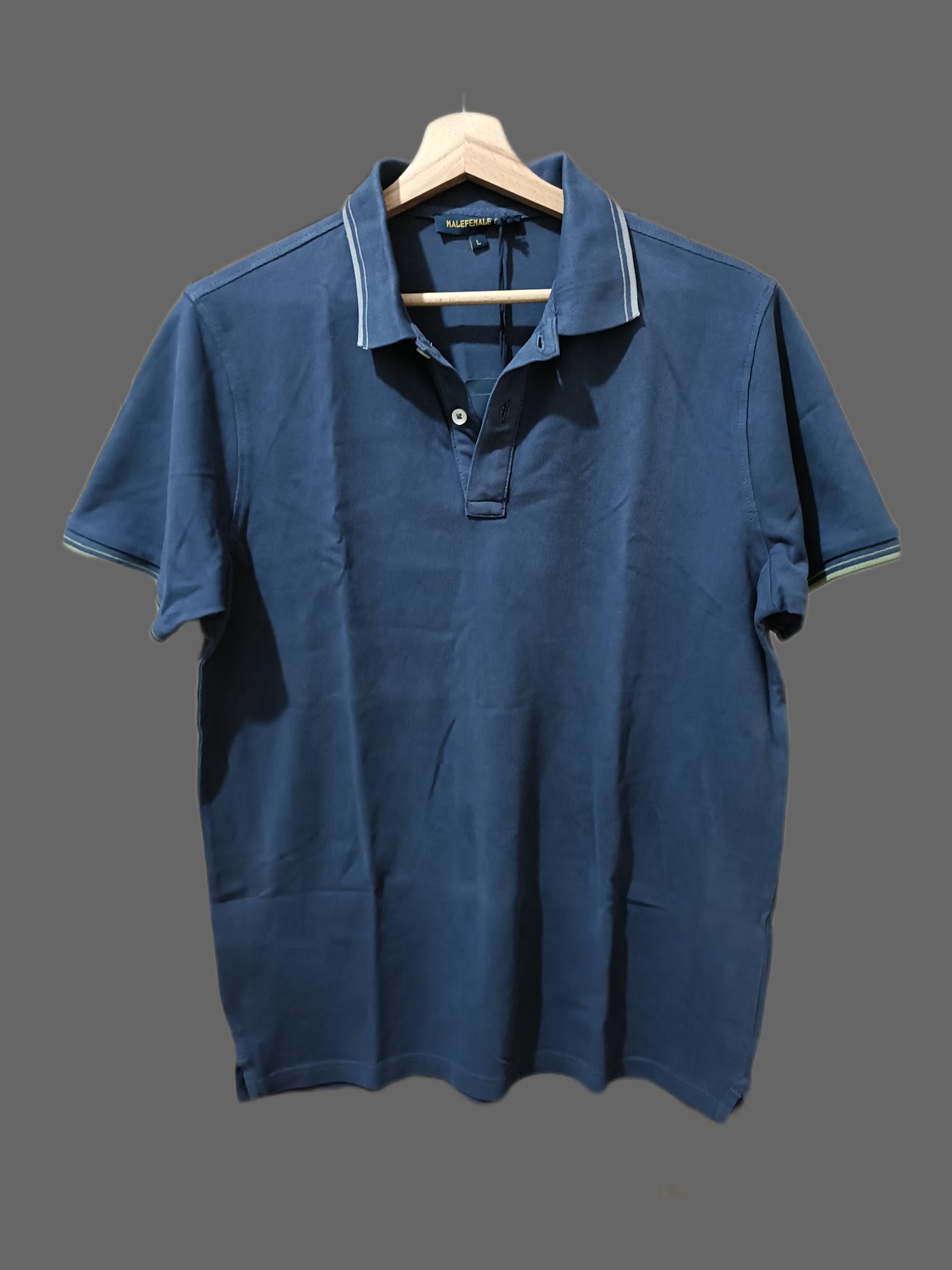 Malefemale Steel Blue Contrast Tipped Cotton Polo Shirt