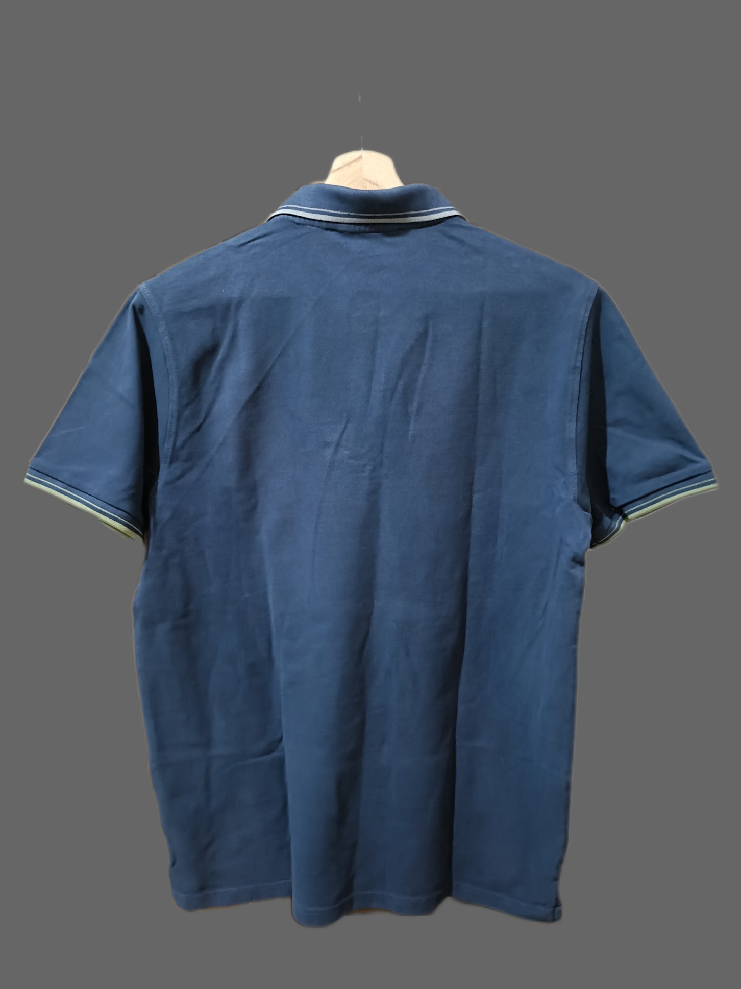 Malefemale Steel Blue Contrast Tipped Cotton Polo Shirt - Image 2